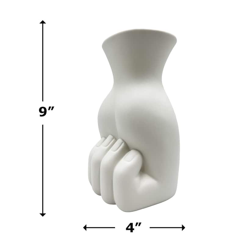 9 Inch Tall White Hand Ceramic Vase