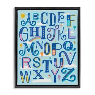 Stupell Alphabet Letters in Sky Framed Floater Canvas Wall Art Design ...