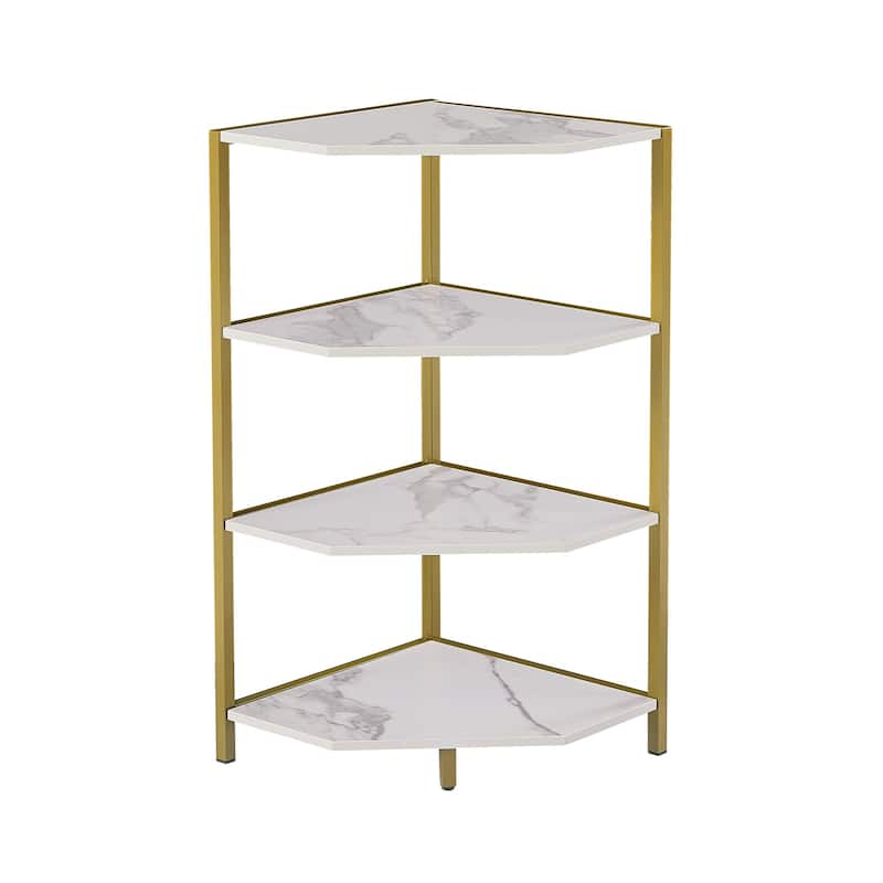 VECELO 4-Tier Polygonal Corner Shelf for Small Spaces