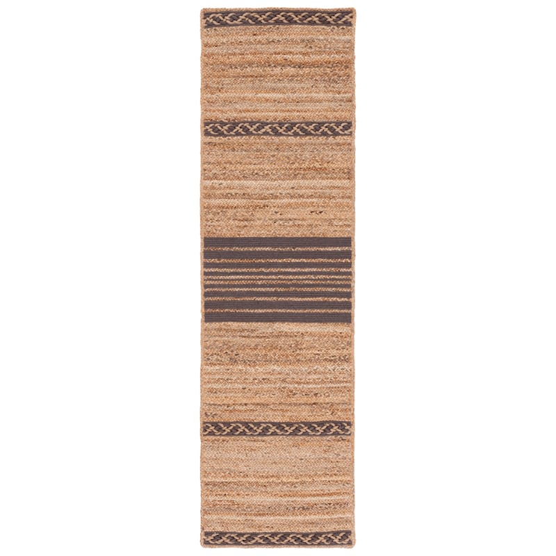SAFAVIEH Handmade Natural Fiber Hanane Zwantje Stripe Jute Rug - 2'3" x 8' Runner - Natural/Brown