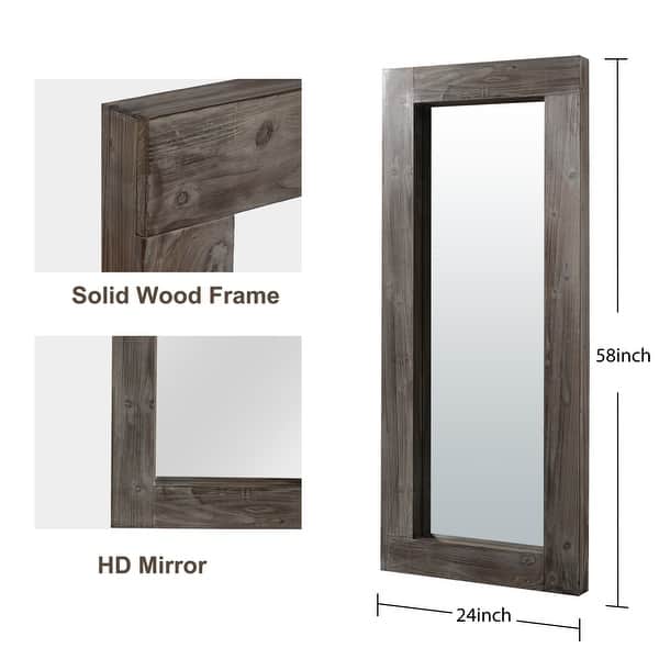 dimension image slide 4 of 6, Rustic Wood Freestanding Full-length Floor Mirror