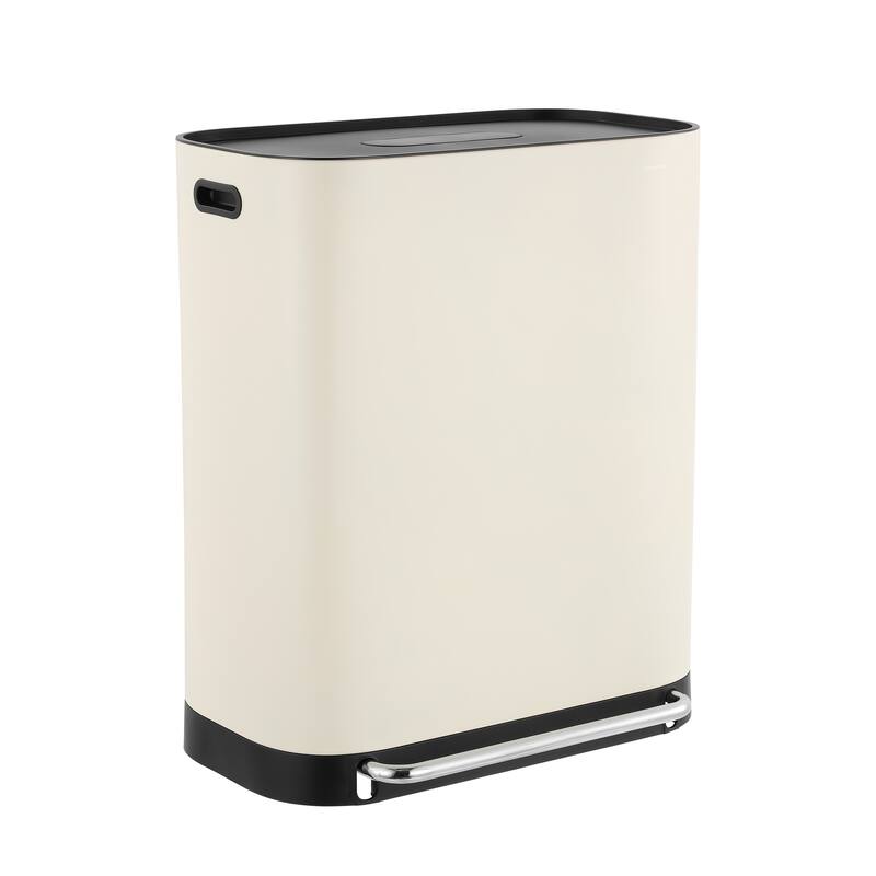 happimess Beni Kitchen Trash/Recycling 16-Gallon Double-Bucket Step-Open Trash Can, Chrome