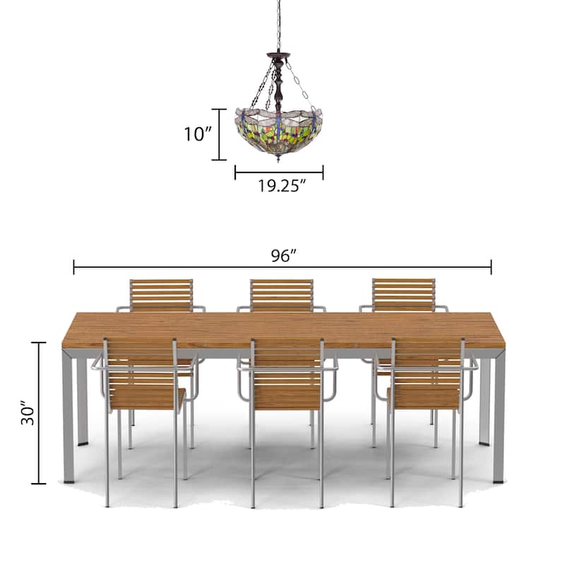 Evelyn River of Goods Multicolor Stained Glass 19.25-Inch Pendant Light with Adjustable Hanging Cord - 19.25" x 19.25" x 25.5"