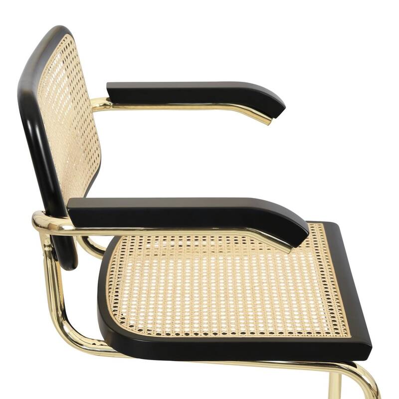 Breuer Chair Company Marcel Breuer Cesca Cane Cantilever Armchair Arm Chair w/ Brass Steel Frame (Various Wood & Cane Colors)