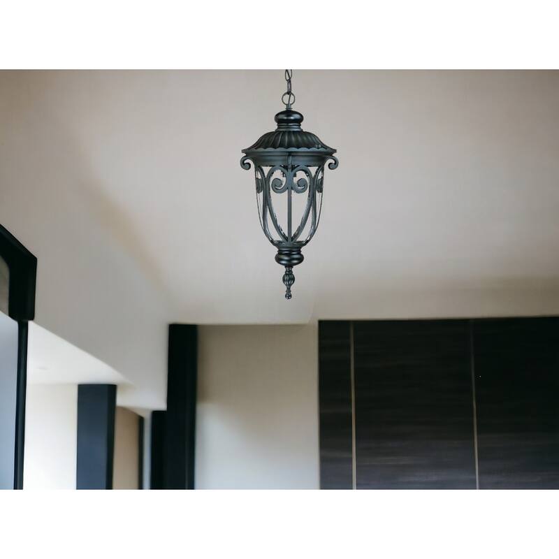 HomeRoots Naples 1-Light Matte Black Hanging Light - 9.38' X '20.5' X '9.38 - 9.38' X '20.5' X '9.38