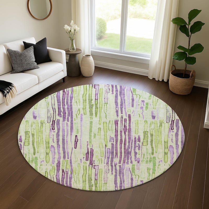 Premium Washable Super Soft Modern Stripes Mayfield Rug - Aloe - 8' x 8'
