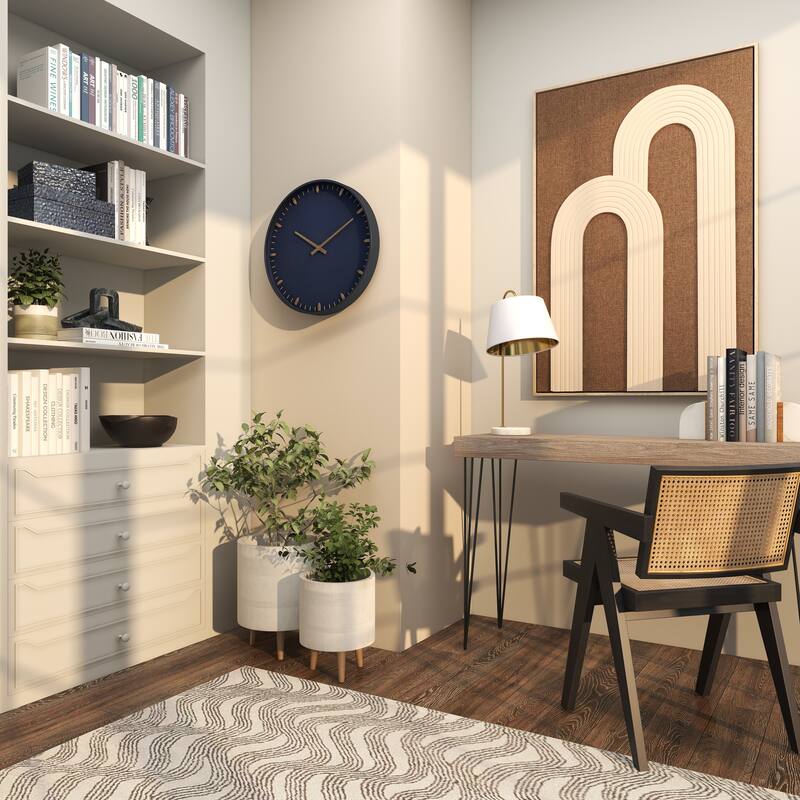 Dark Blue Glass Contemporary Wall Clock 20 x 20 x 3 - 20 x 3 x 20