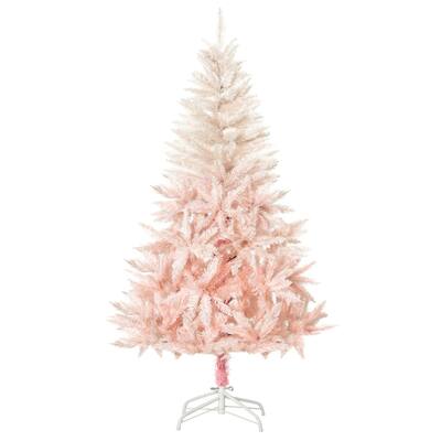 Pink PVC Metal Christmas Tree with White Tips and Foldable Stand