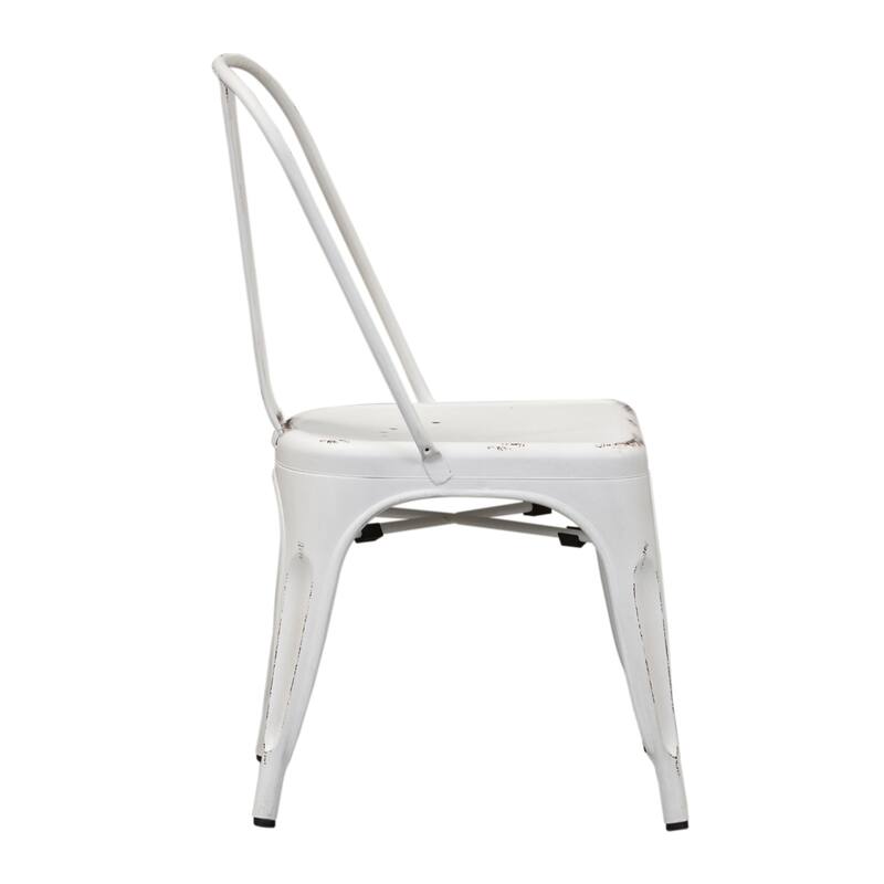 Vintage Series Distressed Metal Bow Back Side Chair - Antique White (Set of 4)