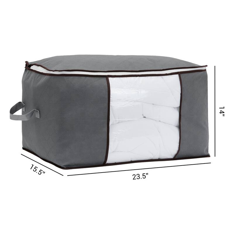 1 Pack Foldable Clothes Storage Bags with Handles for Organizing Bedroom Clothing, Comforter, Closet Organizers and Storage Grey - 23.5*15.5*14in