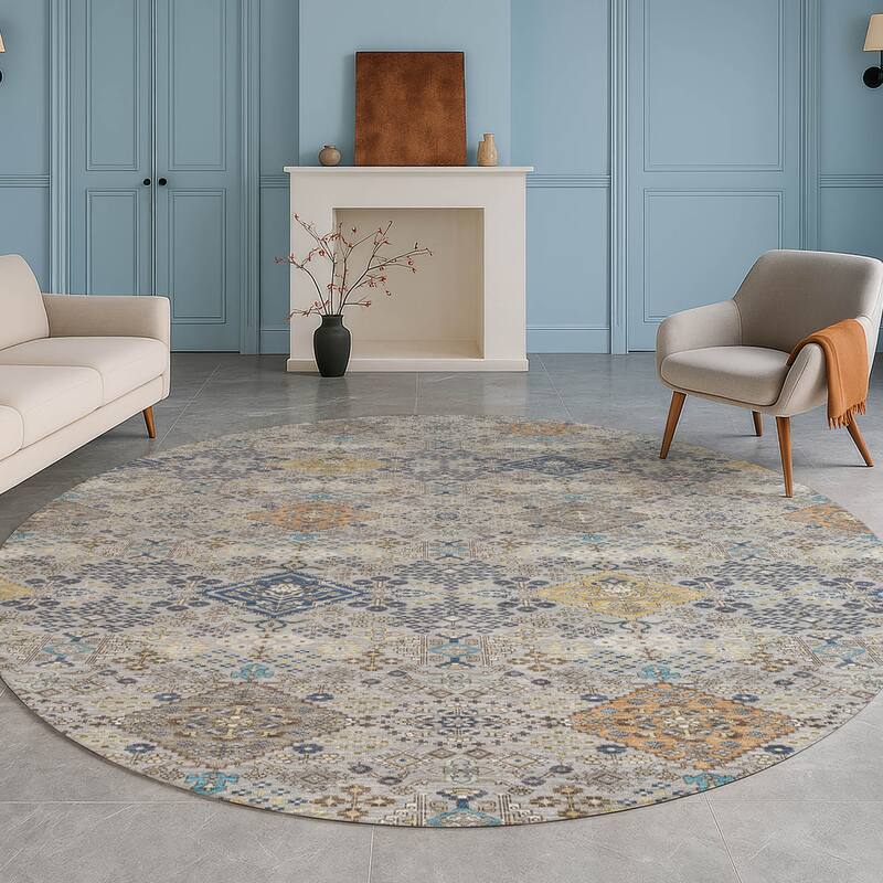 Machine Washable Indoor/ Outdoor Boho Panel Chantille Rug