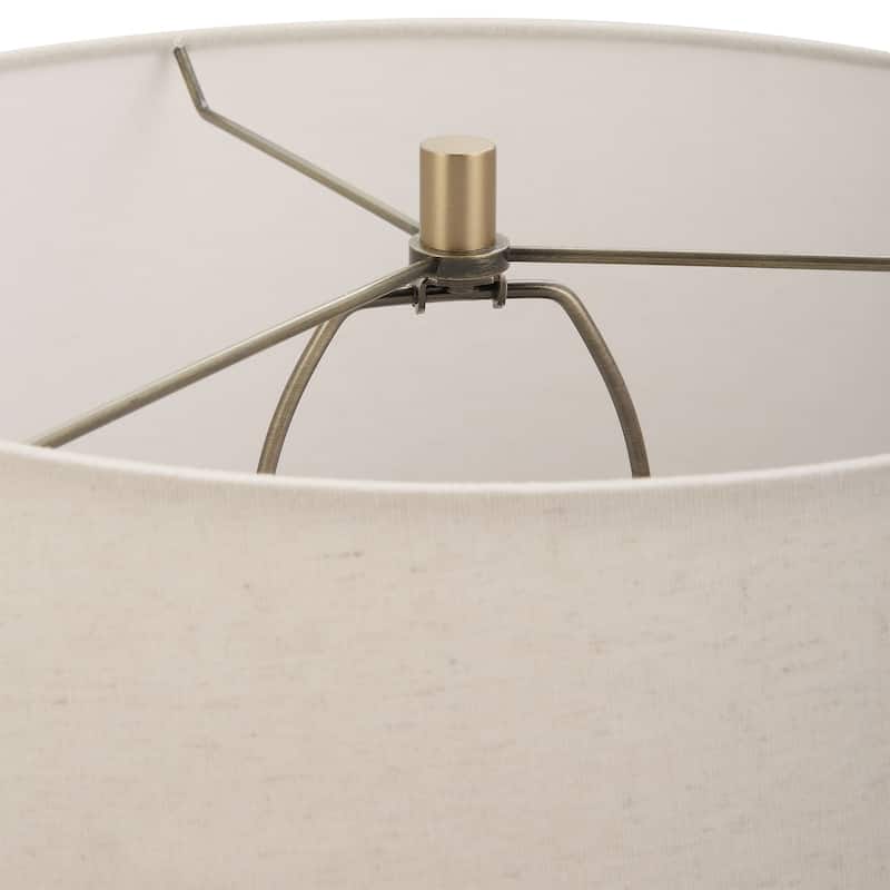 Textured Glass Table Lamp with Tapered Shade - 25" - Gray and Beige