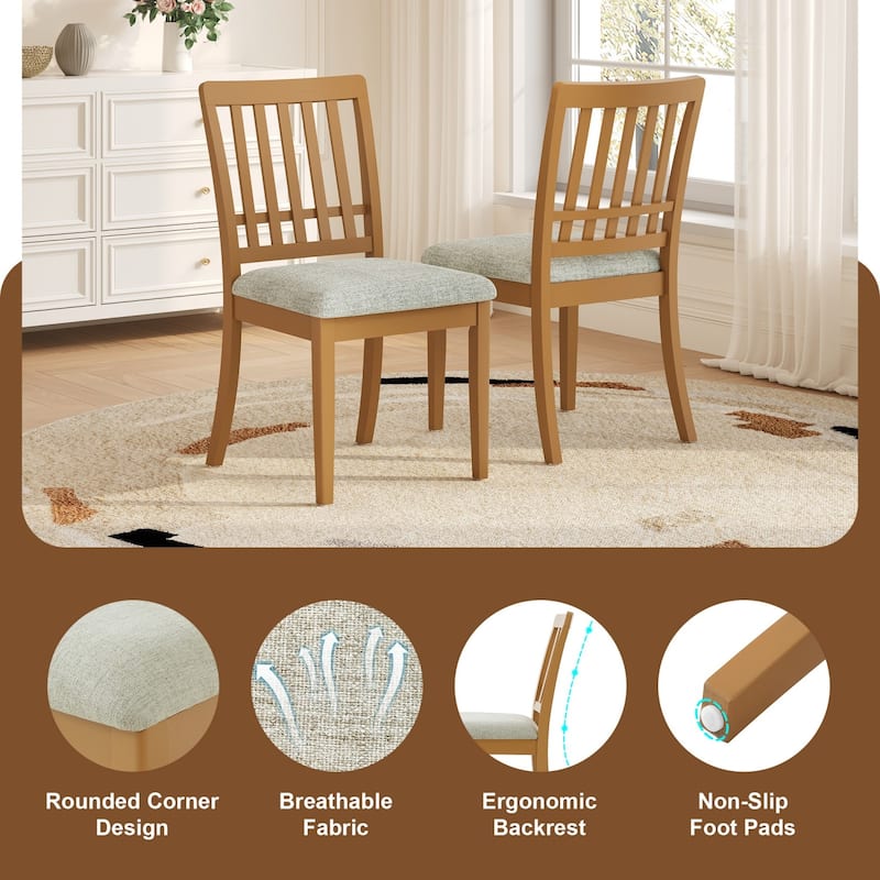 5-Piece Dining Set, Folding Wood Dining Table and 4 Upholstered Chairs