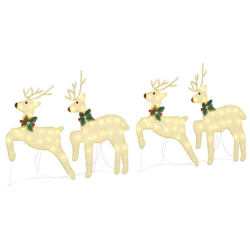 vidaXL LED Reindeers 4 pcs Gold fabric - 17.7 x 7.5 x 25.6