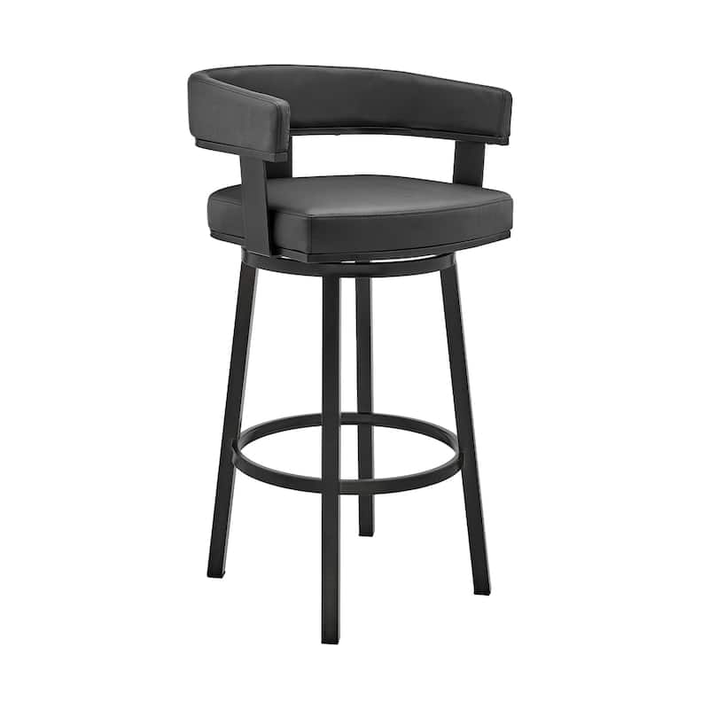 Jack 26 Inch Counter Height Bar Stool, Swivel Chair, Faux Leather, Black