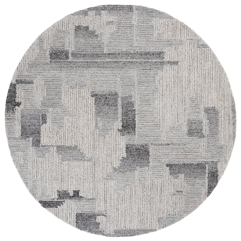 SAFAVIEH Handmade Harvest Chinami Wool Rug - 6' Round - Grey/Ivory