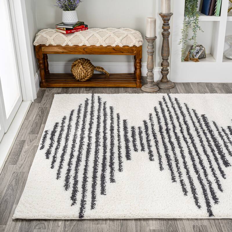 JONATHAN Y Arenal Diamond Stripe Geometric Shag Area Rug