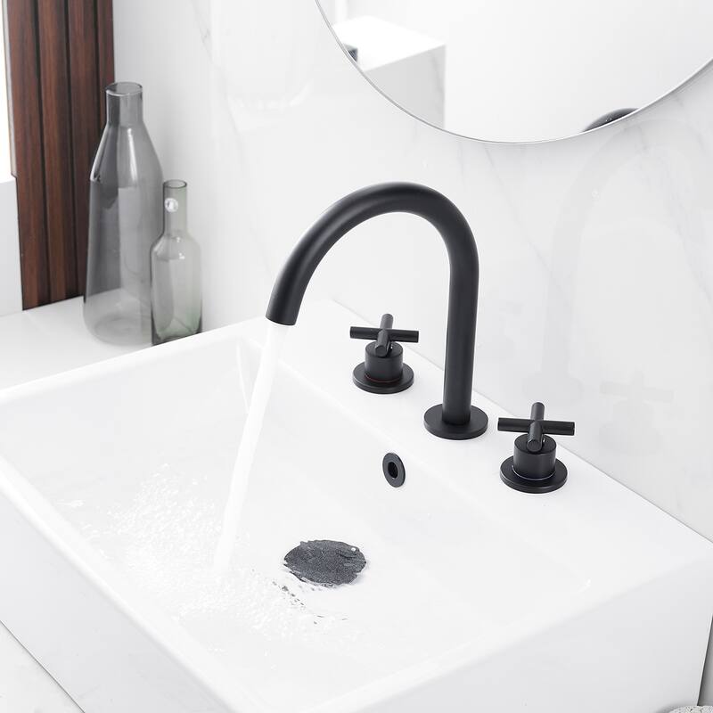 Widespread Bathroom Faucet 3-Hole Double Handle Vanity Tap with Pop-Up Drain