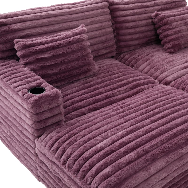 Plush Oversized Double Chaise Sofa with USB Charging, Cup Holders & Ultra-Deep Seating by Harper&Bright Designs