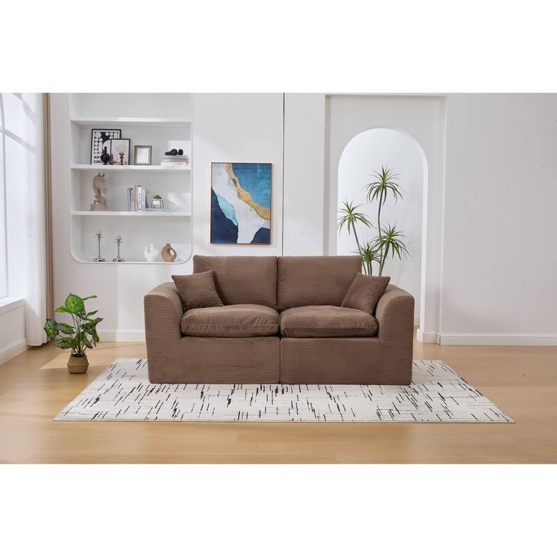 Sectional Sofa Brown Loveseat with Armrests, Sofa Couch Sleeper Sofa Convertible Couch 2 Seat Sofa Couch