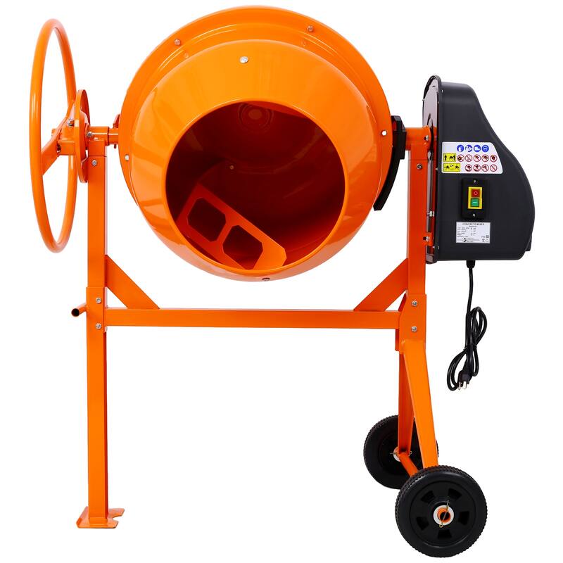 Cement Mixer,5 Cu. Ft Electric Concrete Mixer Machine, 650W AC Motor Portable Power Cement Mixers for Mortar, Stucco and Fodder