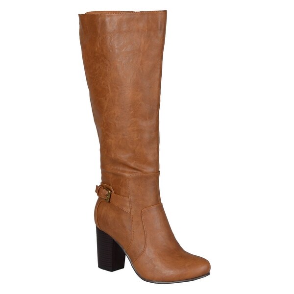 ladies tan leather knee high boots