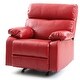 preview thumbnail 4 of 2, Faux Leather Upholstered Reclining Chair with Padded Arms - 39" - Red