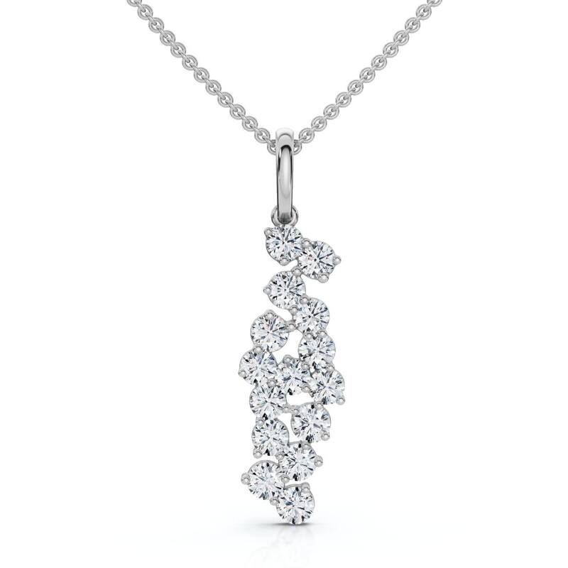 Bliss Diamond 1/3Ct Cascading Diamond Pendant Necklace Gold Lab Grown - White