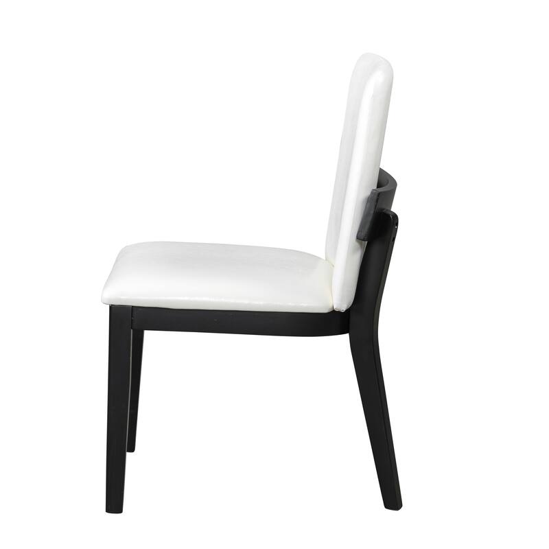 Modern 2 Piece Walnut PU Leather Armless Dining Chair with Cushion, Backrest for Dining Room Kitchen Bedroom Living Room
