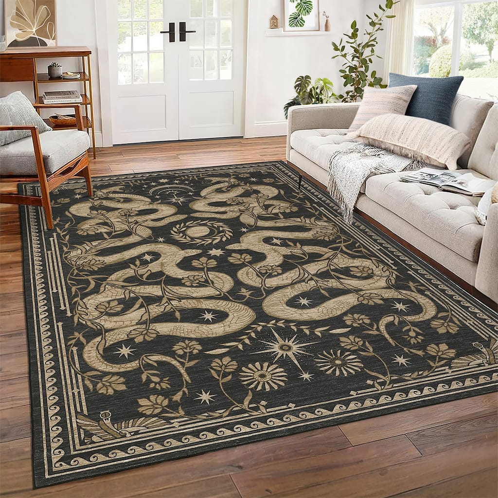 Garvee Animal Print Gothic Washable Area Rug