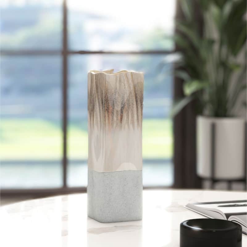 Brown Light Blue Ceramic Square Table Vase Home Decor