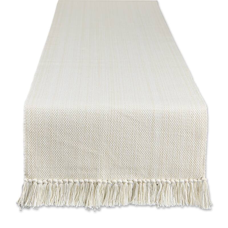 DII Variegated Taupe Fringe Table Runner 13x72 - Table Runner, 13x72" - Off-White