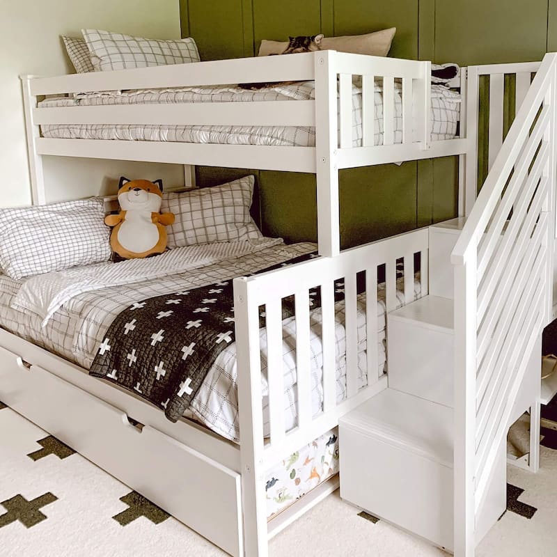 Max and Lily Twin over Full Staircase Bunk Bed with Trundle