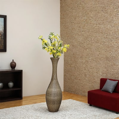 39-inch Tall Artificial Rattan Floor Vase in Elegant,Statement Piece