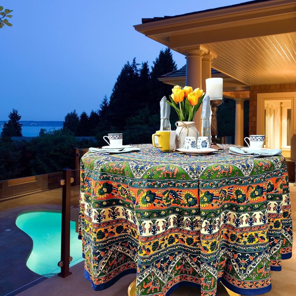 Cotton Mandala Floral Elephant Printed Tablecloth Collection