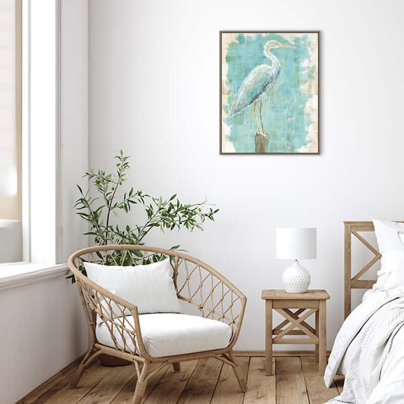 Coastal Egret I v2 by Sue Schlabach Framed Canvas Wall Art Print