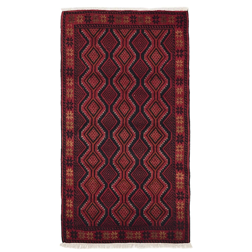 ECARPETGALLERY Hand-knotted Teimani Red Wool Rug - 3'4 x 6'1
