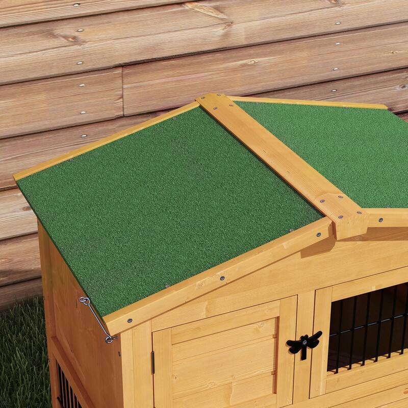 Outdoor Pet House,Rabbit Hutch is designed for convenient cleaning - Yellow