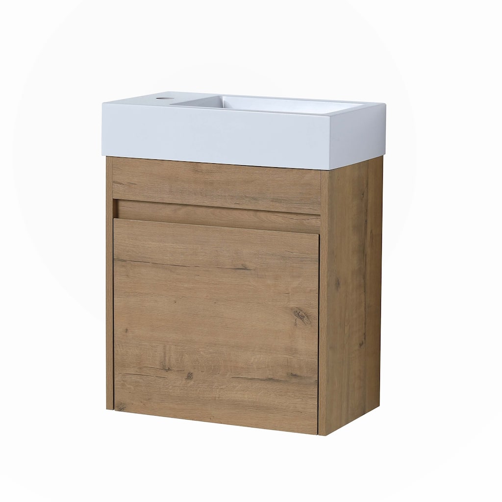 18"Floating Wall-Mounted Bathroom Vanity with White Resin Sink