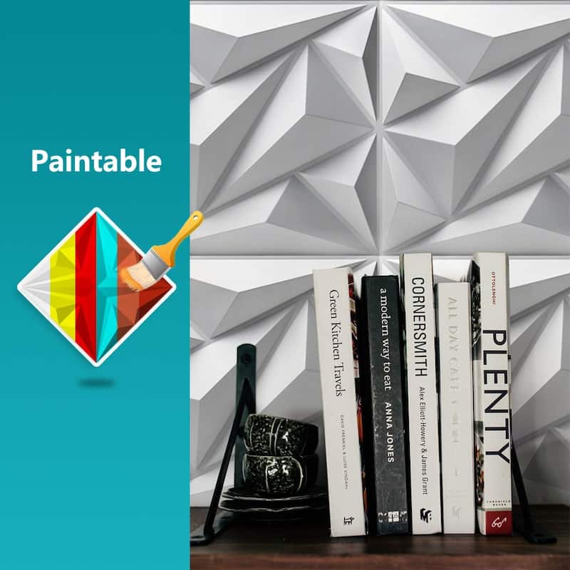 Art3d PVC 3D Wall Panel Diamond for Interior Wall Décor Pack of 12 Tiles