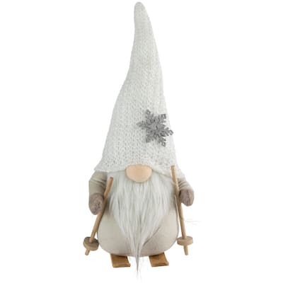 Winter Ski Gnome with Snowflake Hat Christmas Decoration - 12"