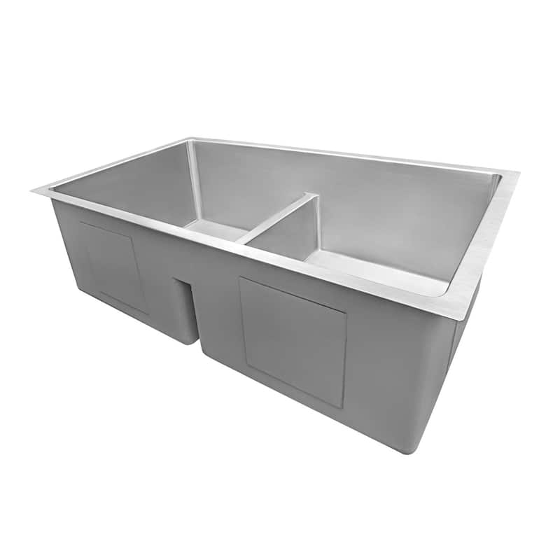 Ruvati 32-inch Low-Divide Undermount Tight Radius 50/50 Double Bowl 16 Gauge Stainless Steel Kitchen Sink - RVH7411