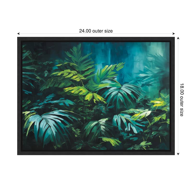 Kate and Laurel Sylvie Midnight Tropics Lush Landscape Framed Canvas by The Creative Bunch Studio