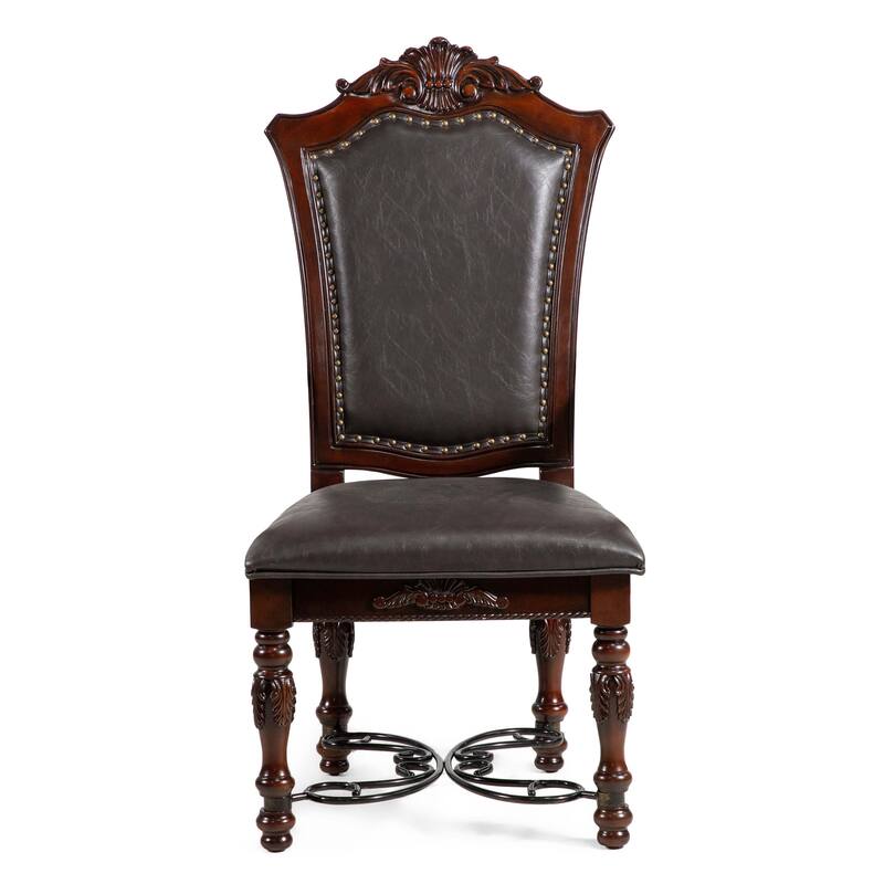 Baburam Traditional Cherry Wood Naildhead Side Chairs by Furniture of America (Set of 2)