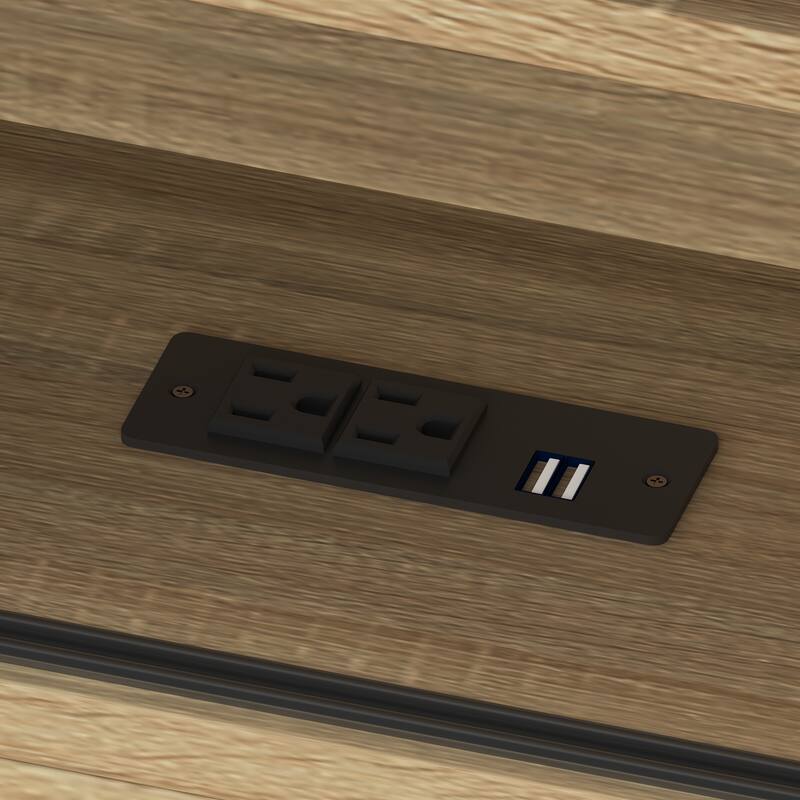 Rustic Platform Bed 3-Pieces Bedroom Sets with Storage Nightstand and Dresser, Wooden Platform Bed with Charging Station