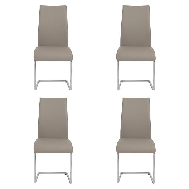 Set of Four Black Faux Faux Leather Long Back Cantilever Chairs