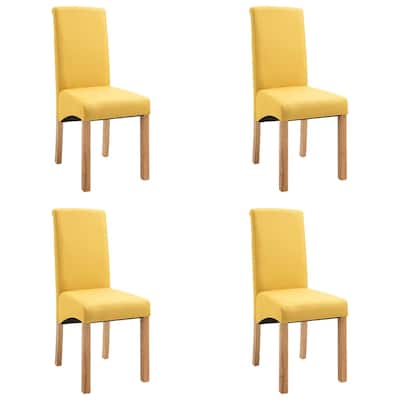 vidaXL Dining Chairs 4 pcs Yellow Fabric