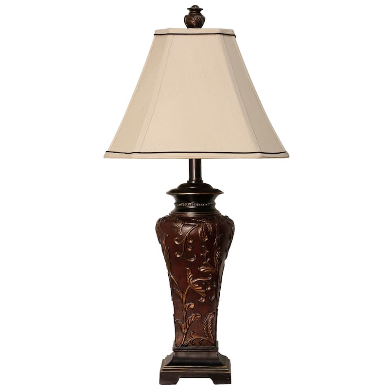 StyleCraft Zoey Crimson Table Lamp - Cream Fabric Shade - Crimson