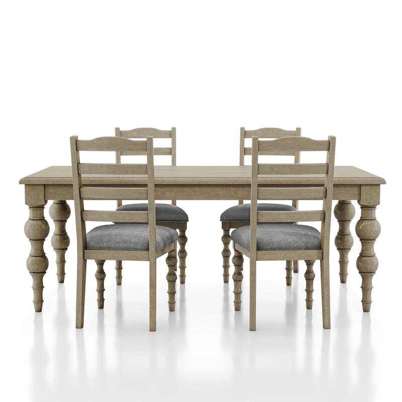 Furniture of America Trenden Modern Farmhouse 5-Piece Solid Wood 78-inch Dining Set