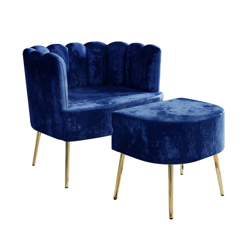 CraftPorch Luxurious Velvet Upholstered Accent Chair with Stool